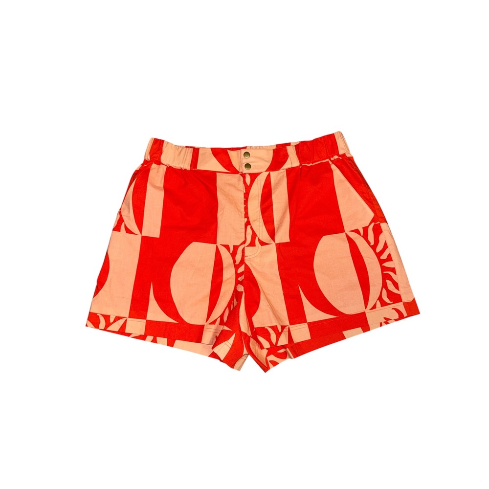 Crosby by Mollie Burch Always Sunny Orange Geometric Cotton Shorts XXL NEW